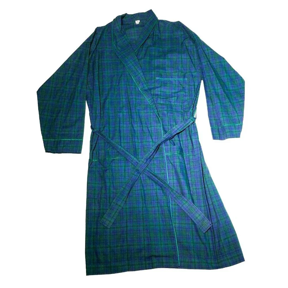 Vintage 1990s 90s Y2K Mall Goth Grunge Valentino Plaid Blue and Green Robe Rare - Picture 1 of 6